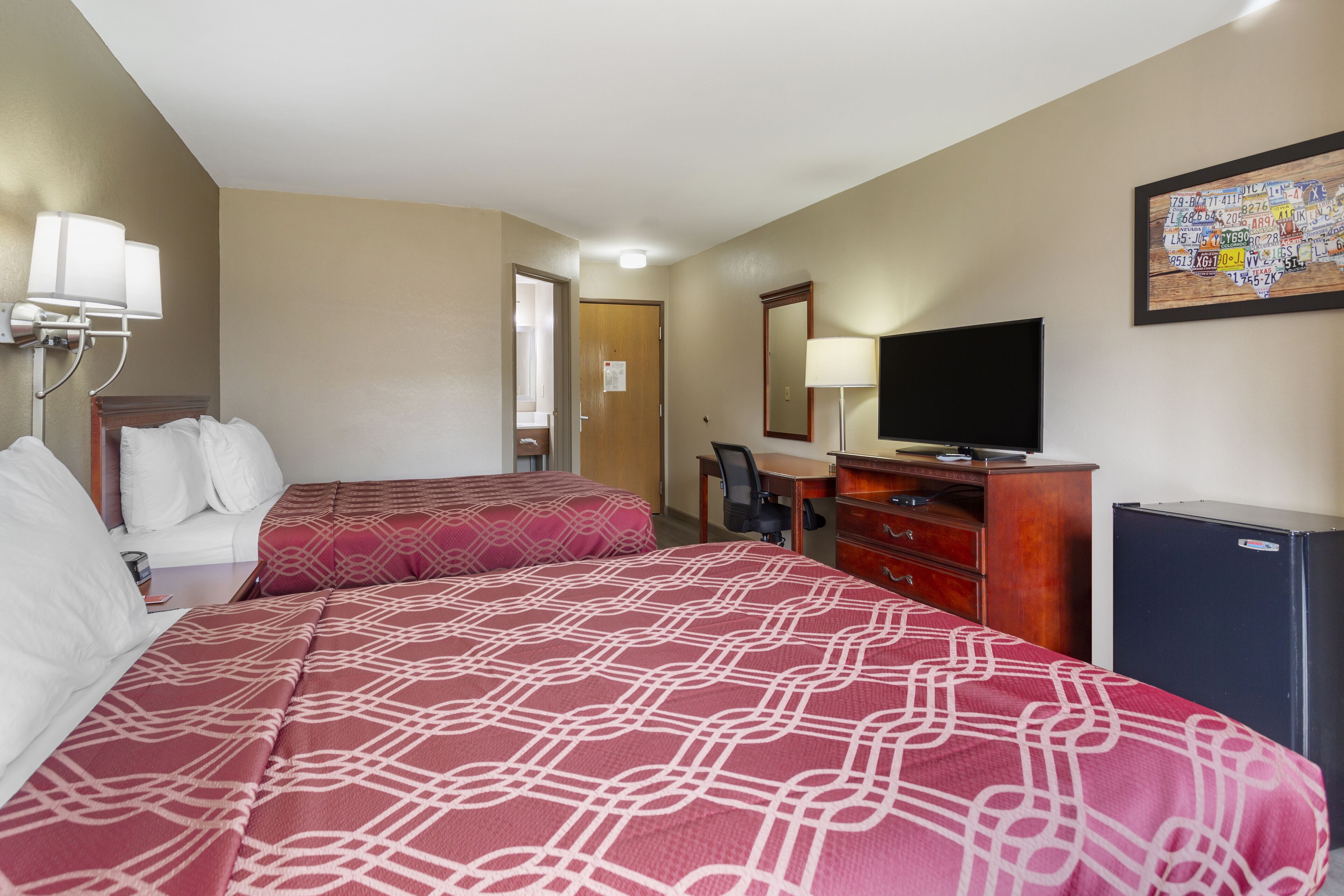 room, 2 queen beds, non smoking | desk, iron/ironing board, free wifi, bed sheets