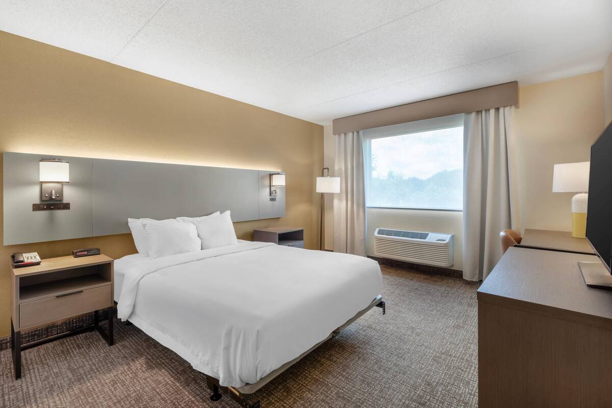 Room, 1 Queen Bed, Accessible, Non Smoking | 1 bedroom, desk, laptop workspace, blackout curtains
