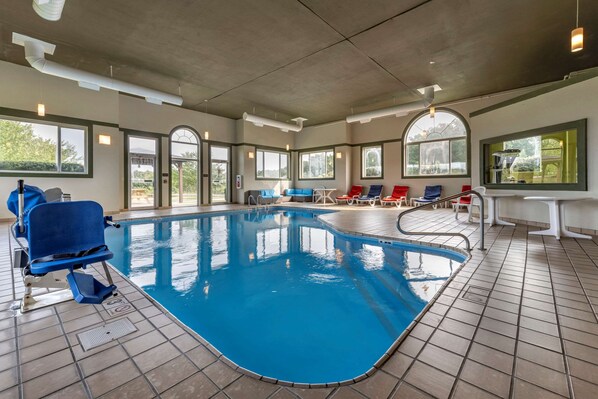 Indoor pool, open 6:00 AM to 10:00 PM, pool loungers