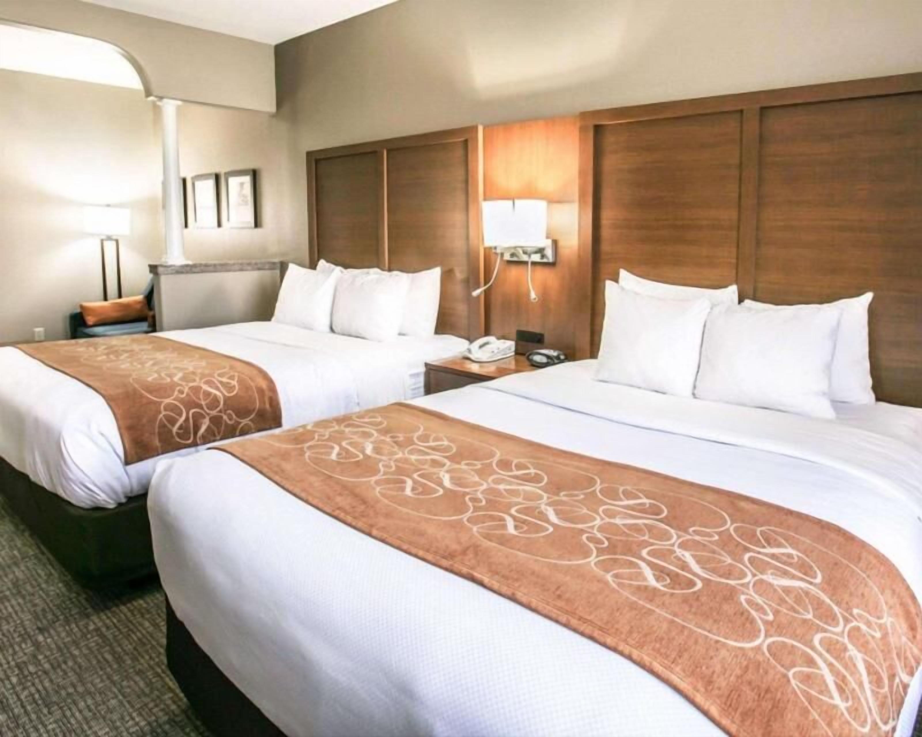 Pillow-top beds, desk, blackout curtains, iron/ironing board