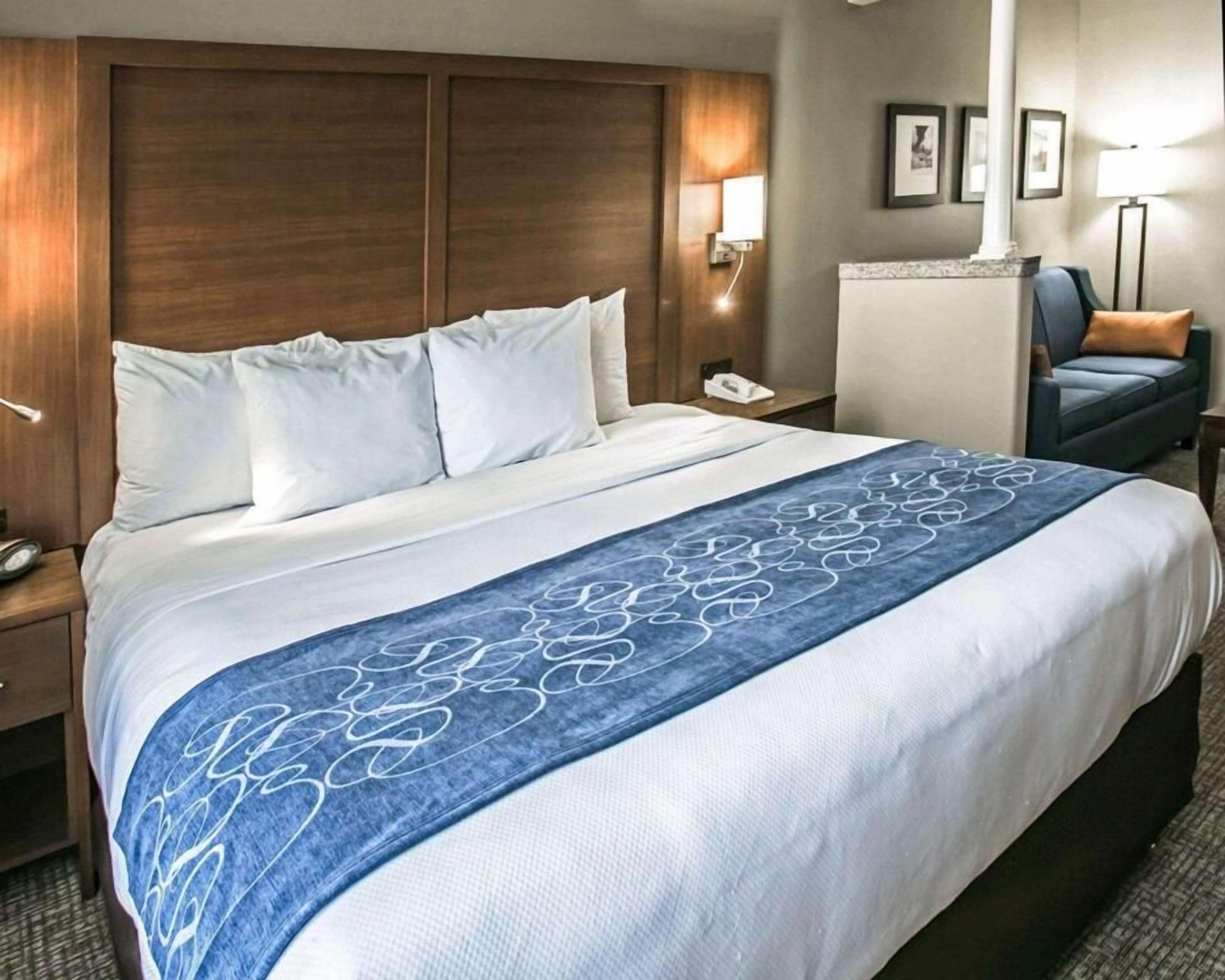 Pillow-top beds, desk, blackout curtains, iron/ironing board