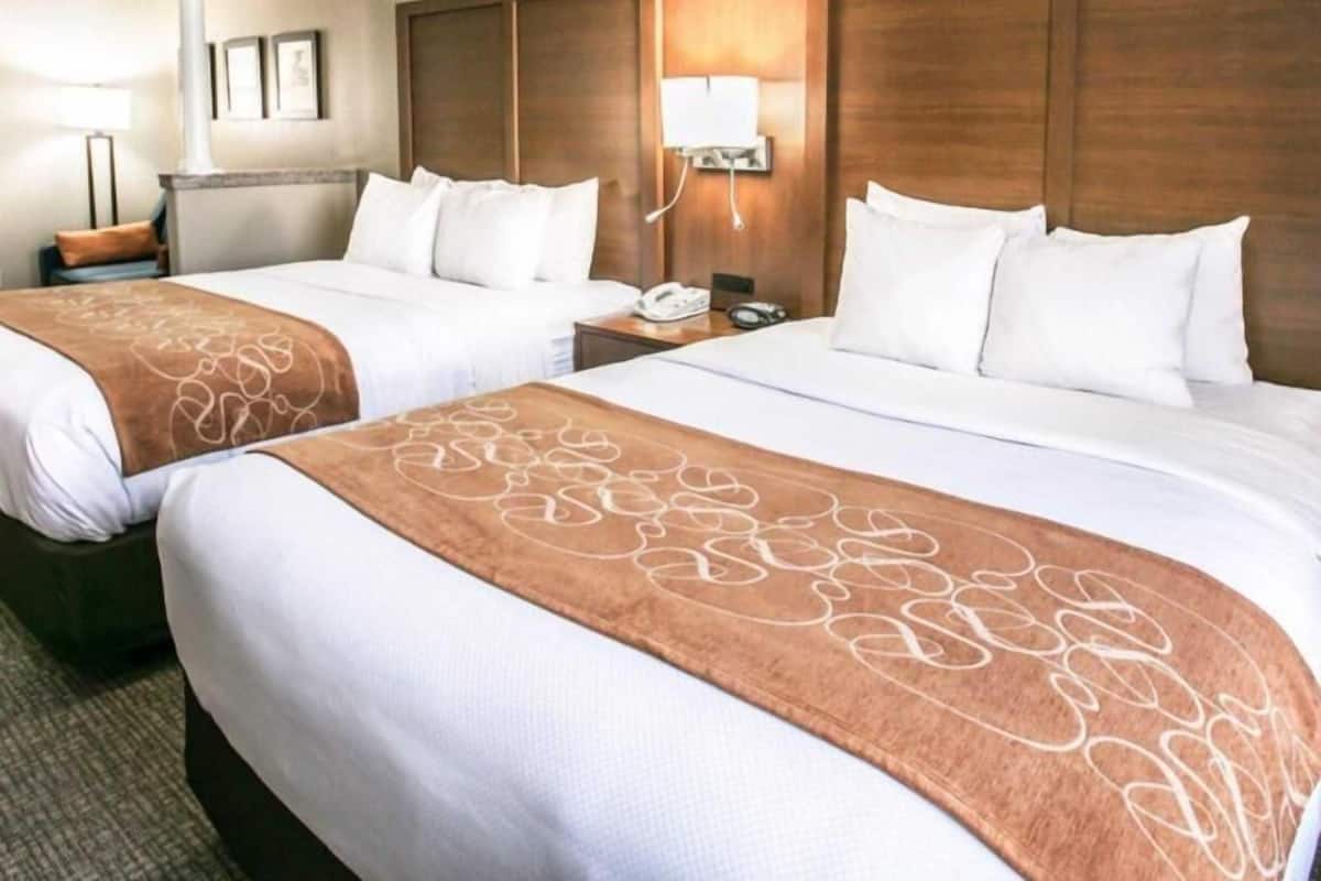 Pillow-top beds, desk, blackout curtains, iron/ironing board