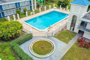 Outdoor pool, pool loungers