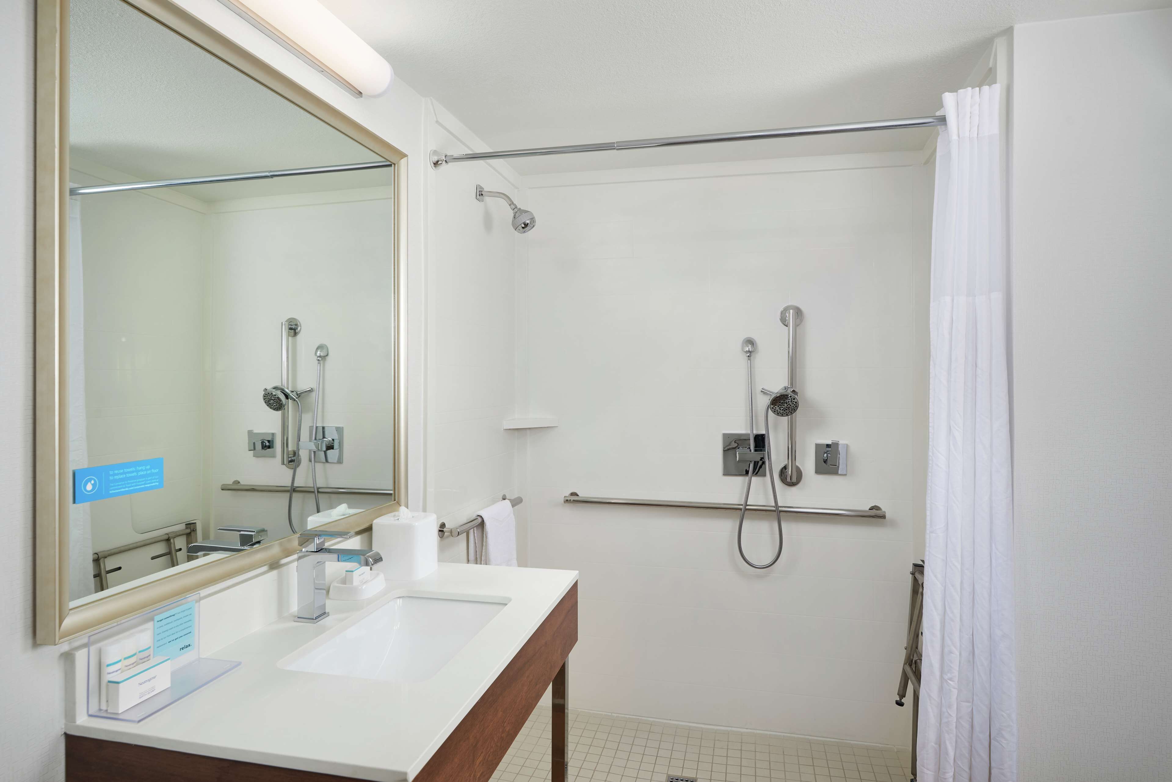 room, 1 king bed, accessible (mobility & hearing, roll-in shower) | bathroom shower