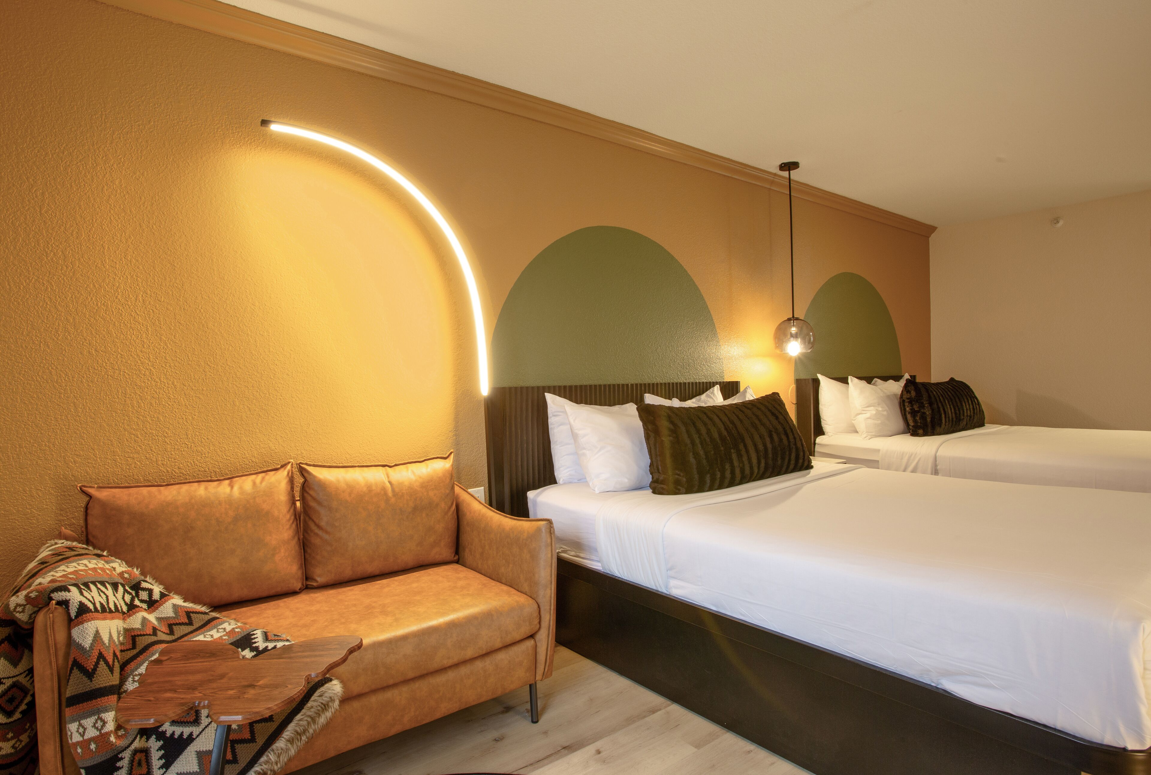 Standard Room, 2 Queen Beds, Loveseat | Premium bedding, pillowtop beds, in-room safe, desk