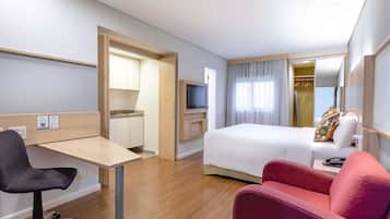 Luxury Room, 1 Double Bed, Kitchen | Minibar, in-room safe, desk, blackout curtains