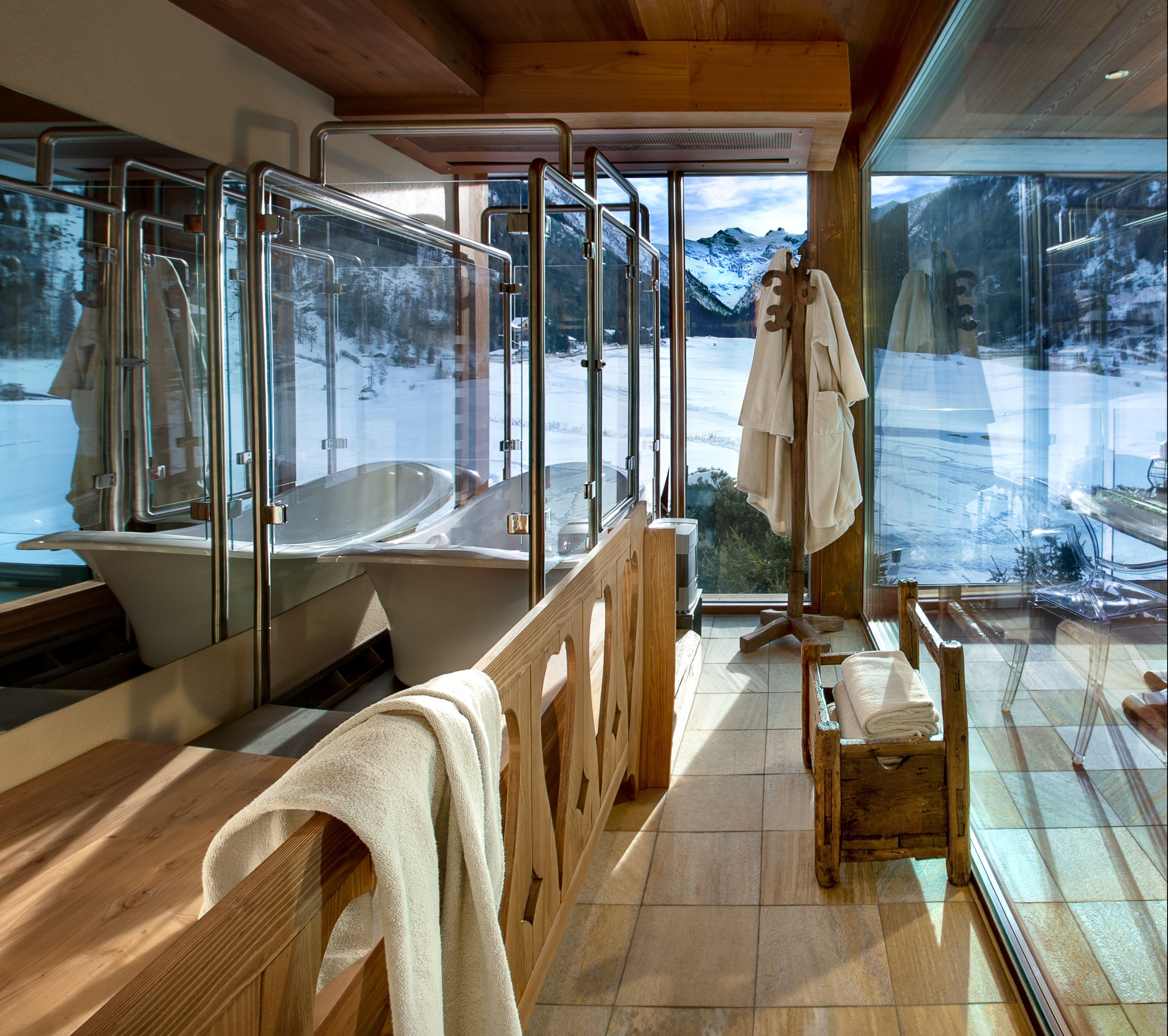 eco-friendly toiletries, hair dryer, bathrobes, slippers