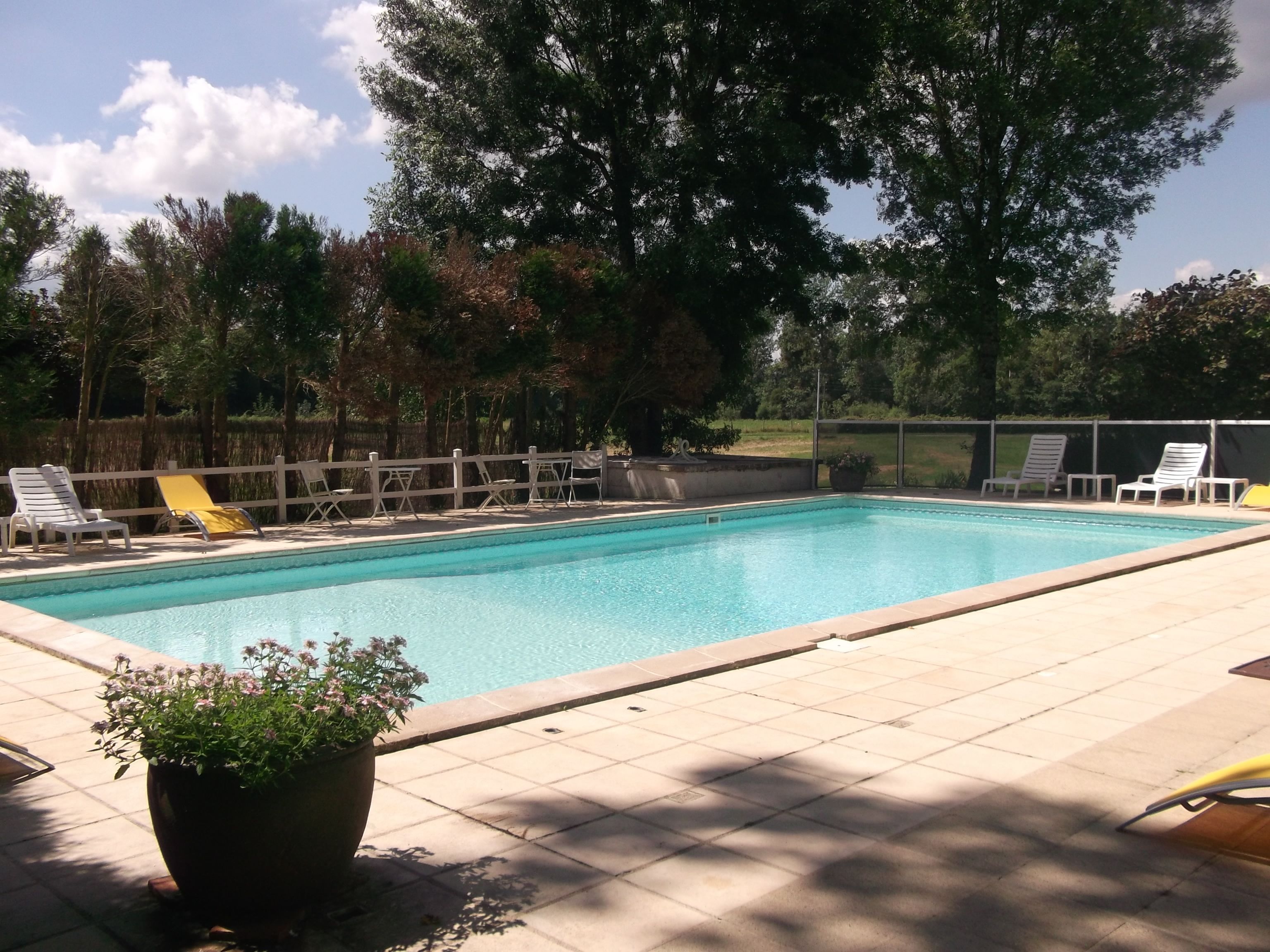 outdoor pool, pool umbrellas, pool loungers