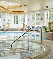 Indoor pool, open 7:00 AM to 9:00 PM, sun loungers
