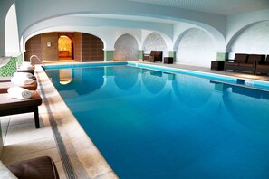 Indoor pool, free pool cabanas, pool umbrellas
