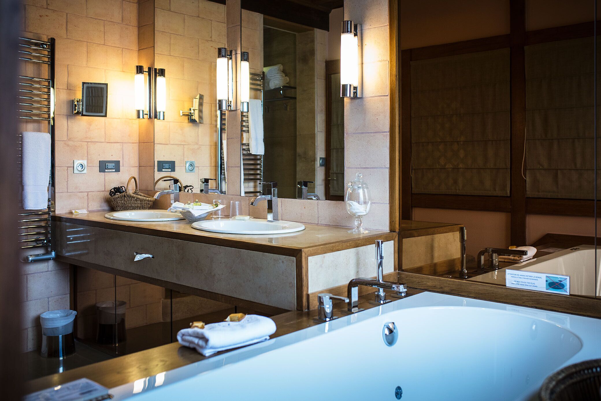 shower, designer toiletries, hair dryer, bathrobes