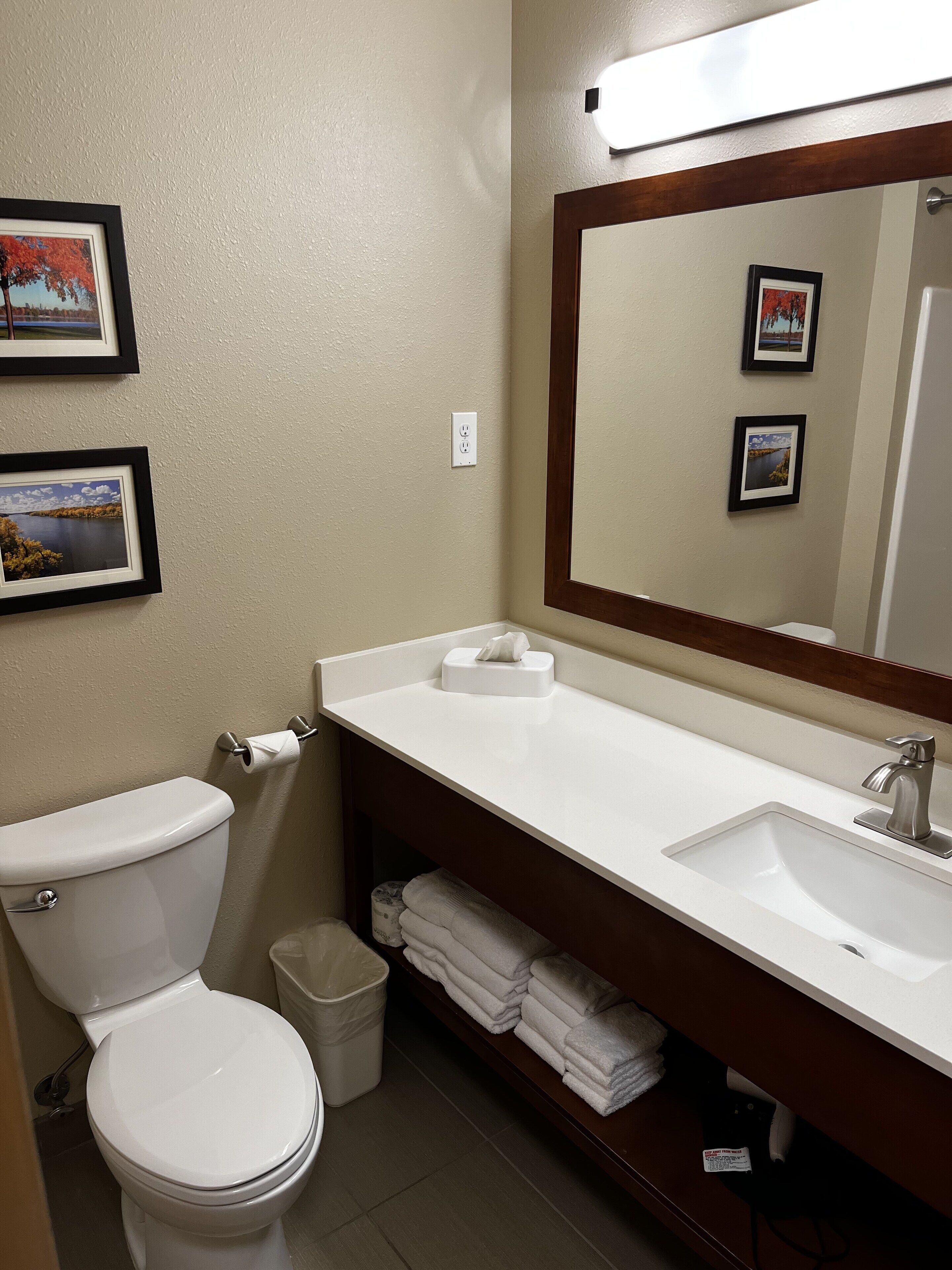 free toiletries, hair dryer, towels, soap