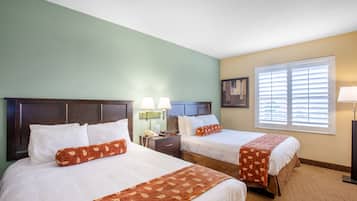 1 bedroom, premium bedding, blackout drapes, iron/ironing board