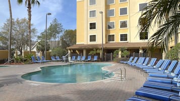 Outdoor pool, sun loungers