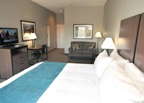 Pillowtop beds, desk, laptop workspace, blackout drapes