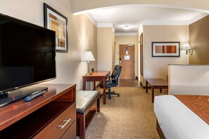 Suite, 1 King Bed, Non Smoking | Desk, laptop workspace, blackout drapes, iron/ironing board