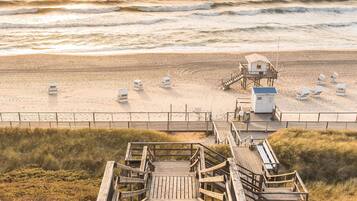 On the beach, beach towels