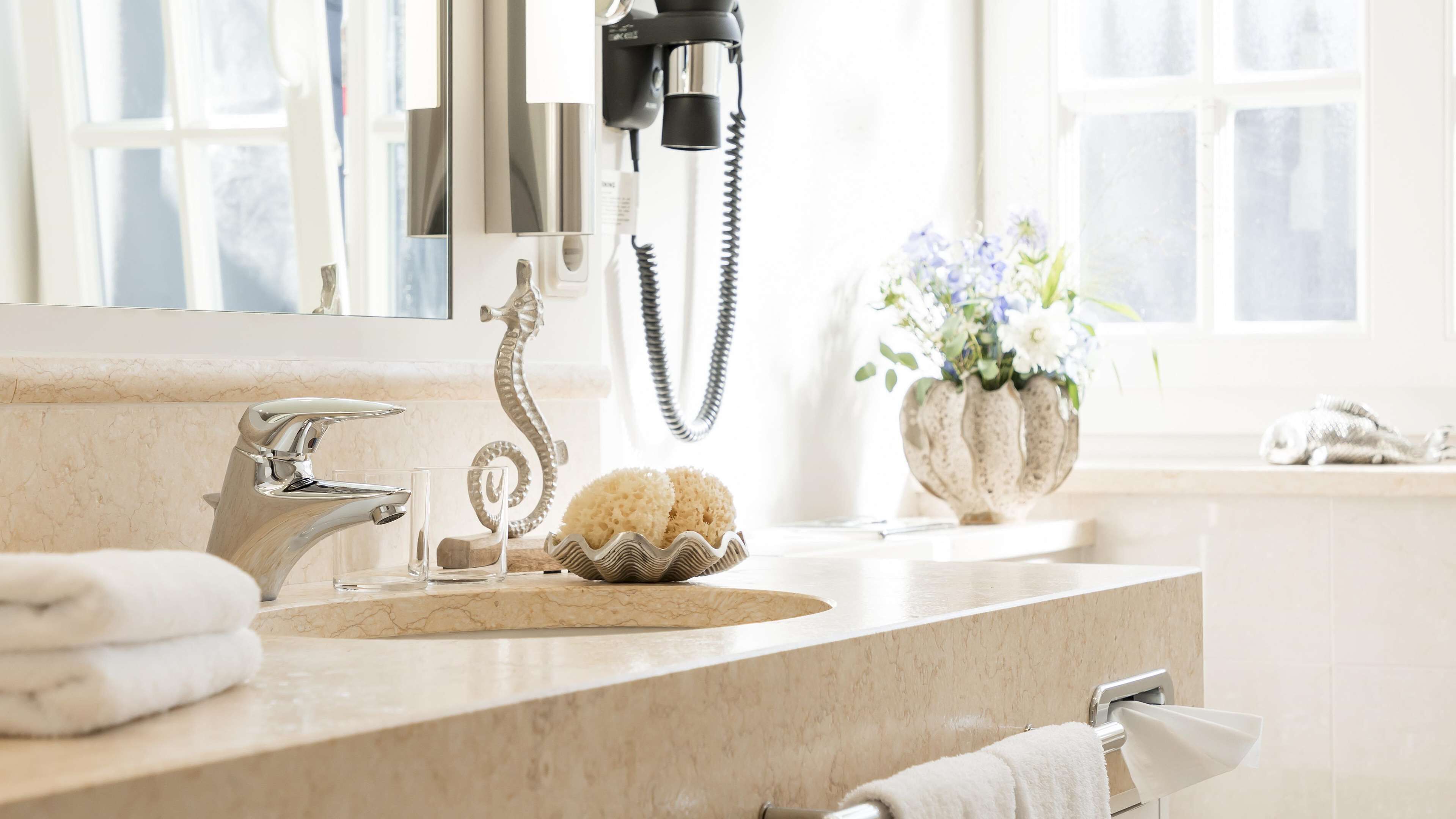 free toiletries, hair dryer, bathrobes, slippers