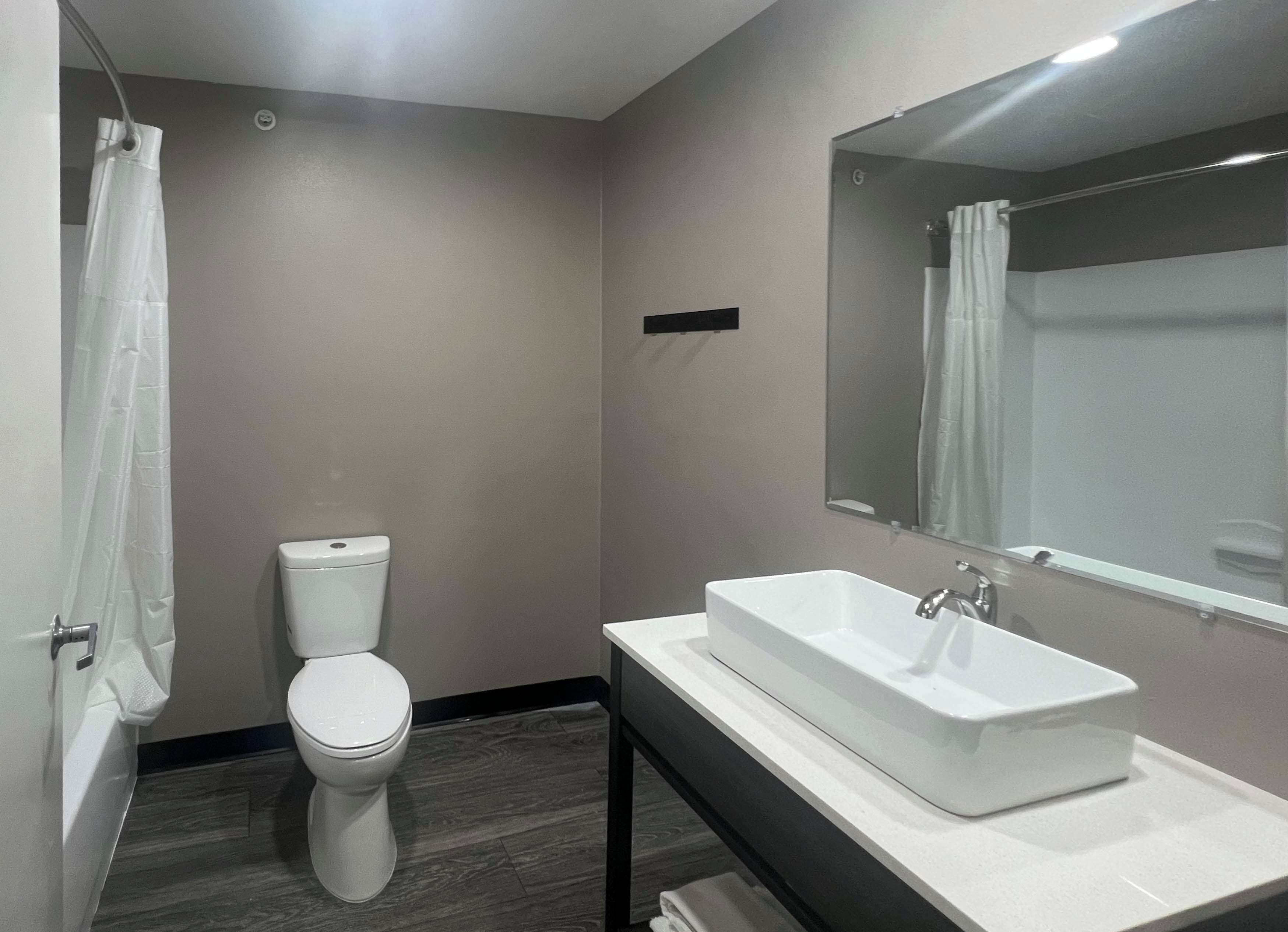 Combined shower/bathtub, free toiletries, hair dryer, towels