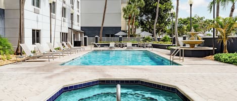 Outdoor pool, pool loungers