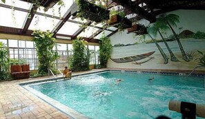 Indoor pool, outdoor pool, sun loungers