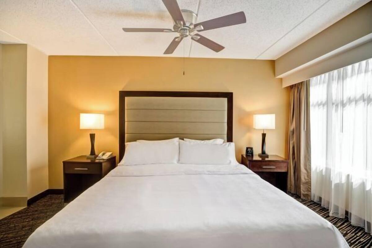 In-room safe, desk, laptop workspace, blackout curtains