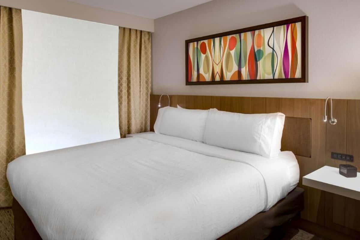 In-room safe, desk, laptop workspace, blackout curtains