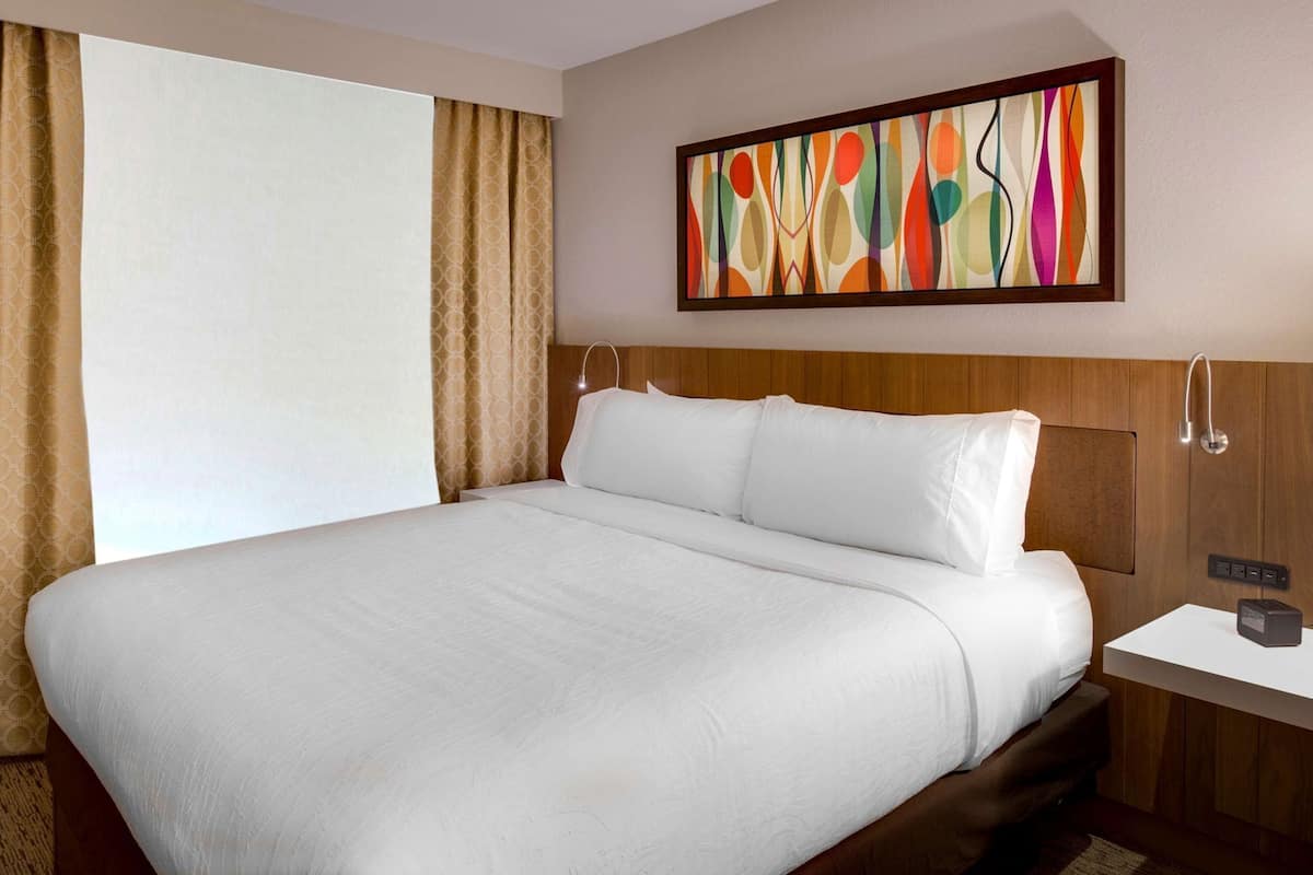 In-room safe, desk, laptop workspace, blackout curtains