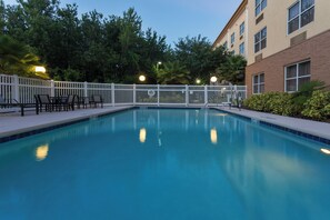 Outdoor pool, open 8:00 AM to 8:00 PM, sun loungers