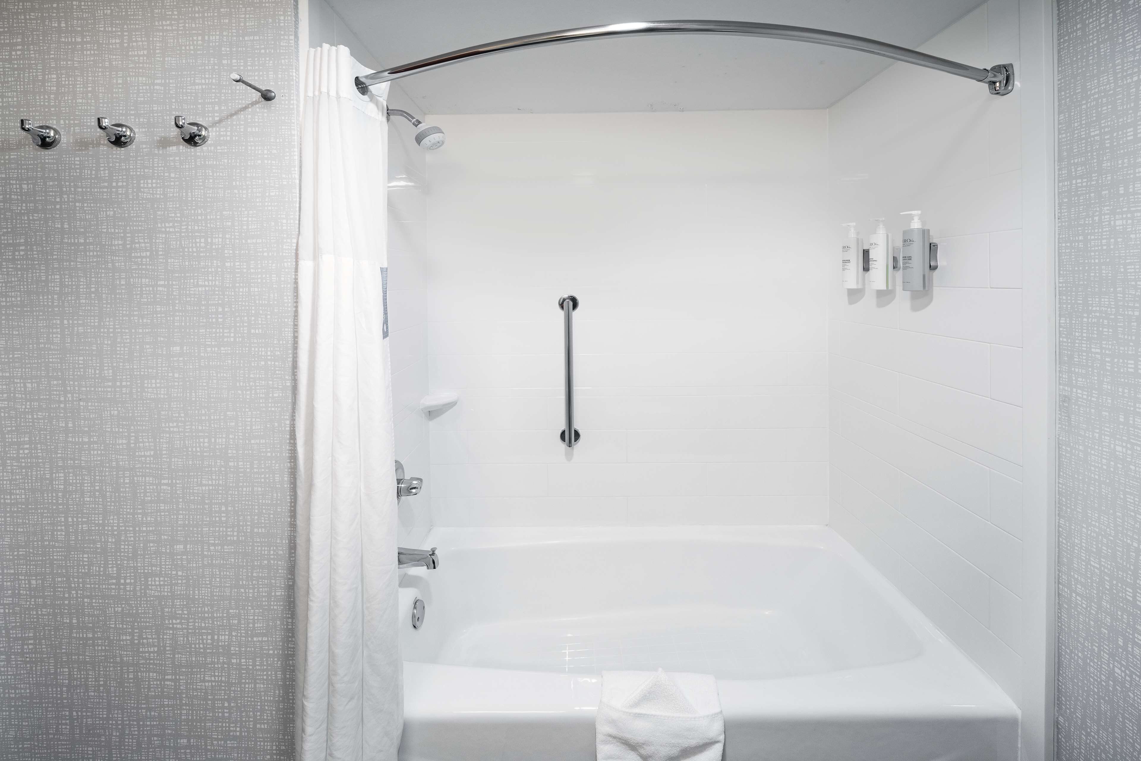 free toiletries, hair dryer, towels