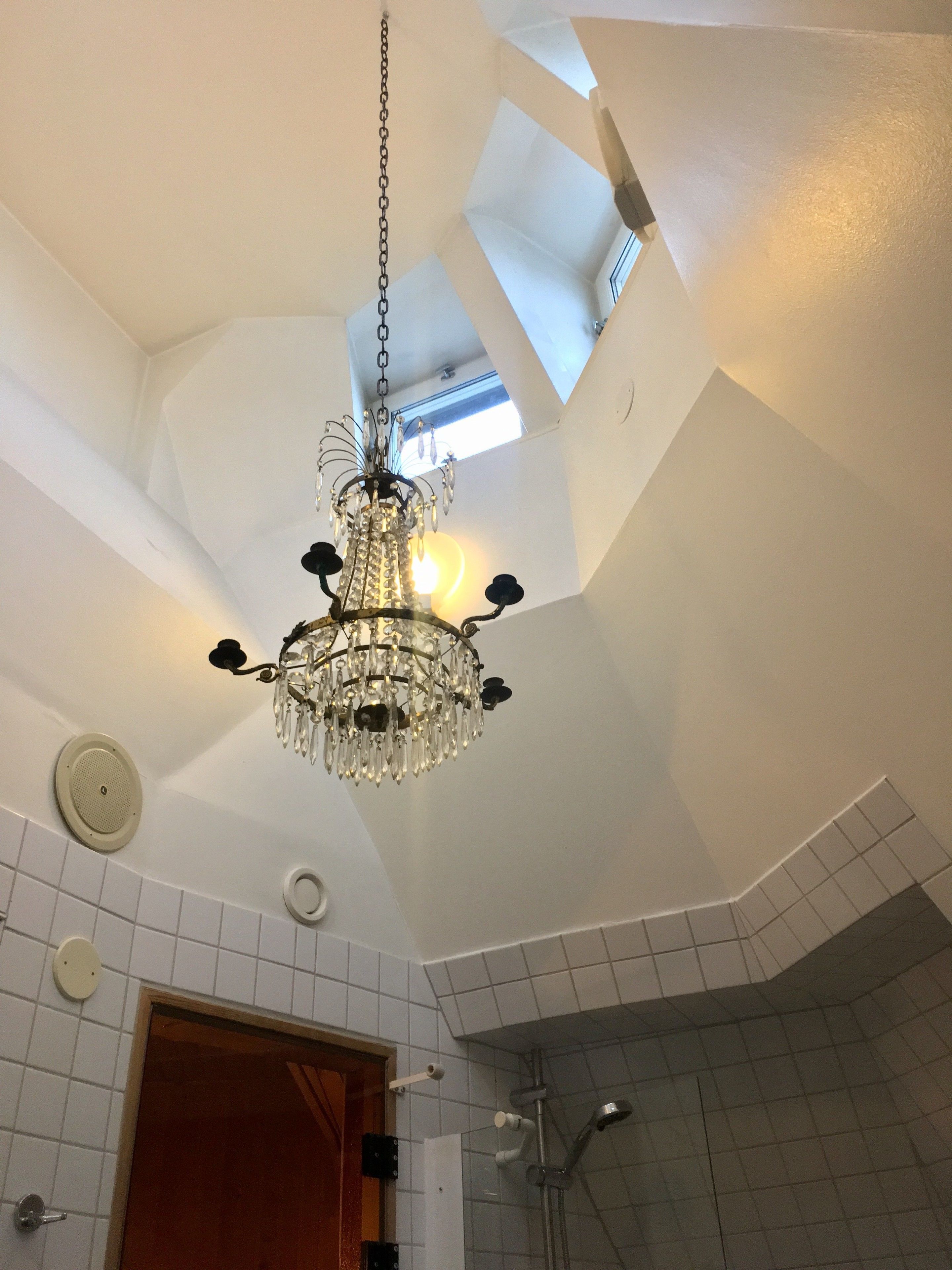 suite, 1 queen bed, non smoking, balcony (living room) | bathroom | hair dryer, slippers, towels