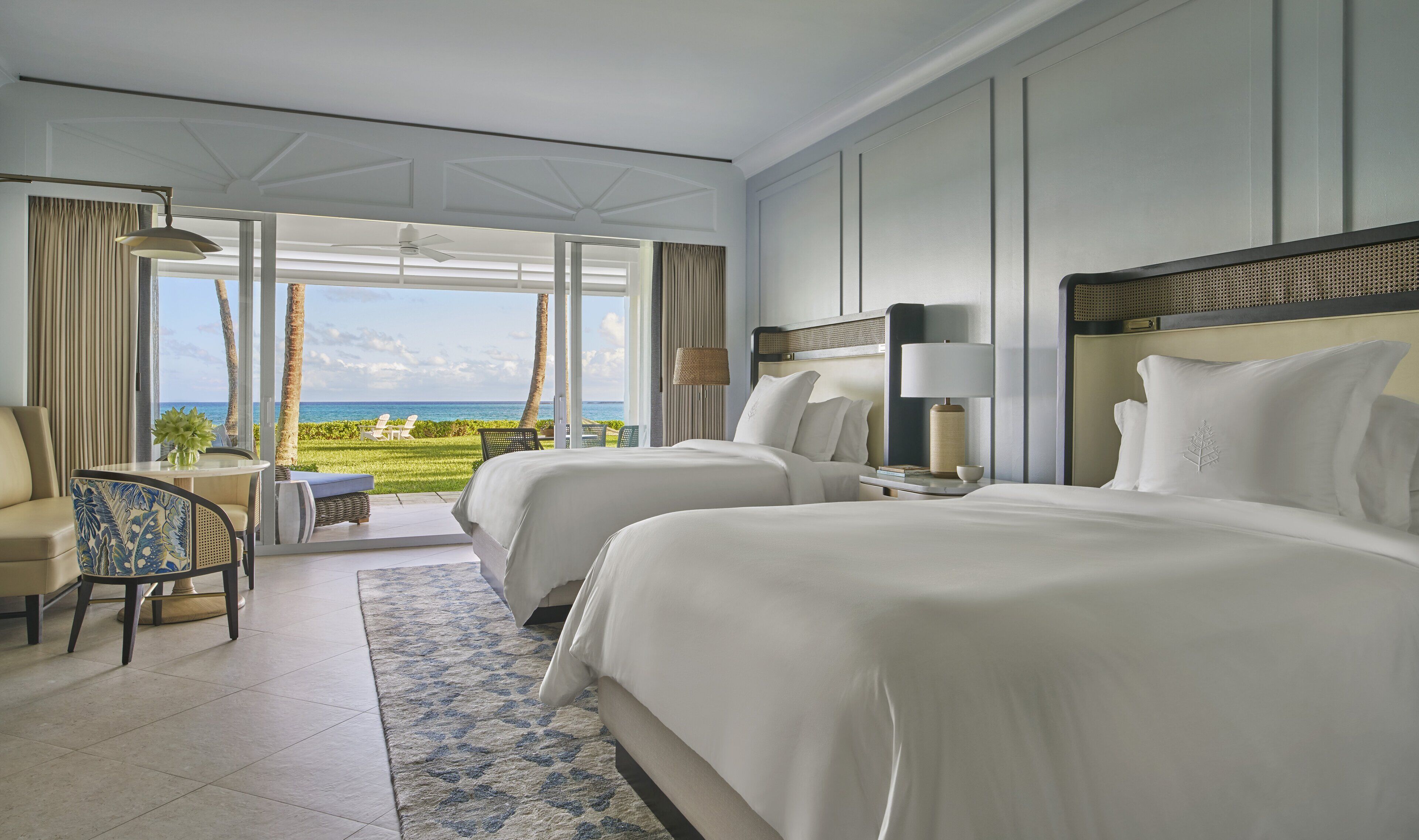 luxury room, 2 queen beds, oceanfront | premium bedding, minibar, in-room safe, desk