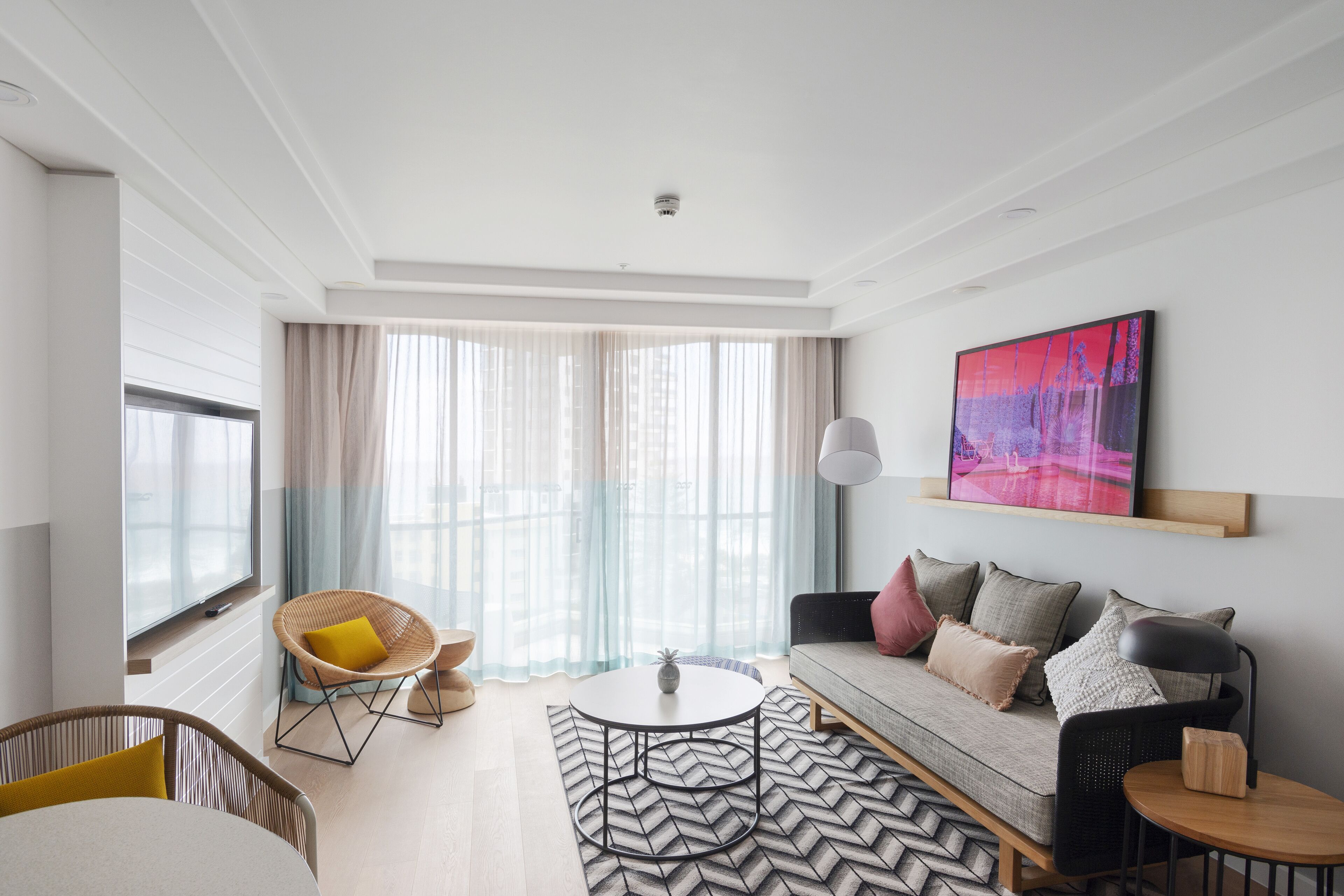 qt king suite- ocean view | living area | tablet