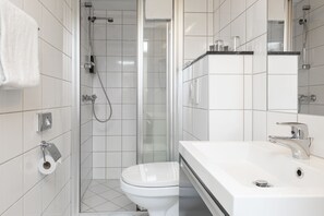 Spring water tub, hair dryer, towels, soap