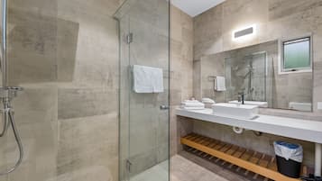 Shower, free toiletries, towels