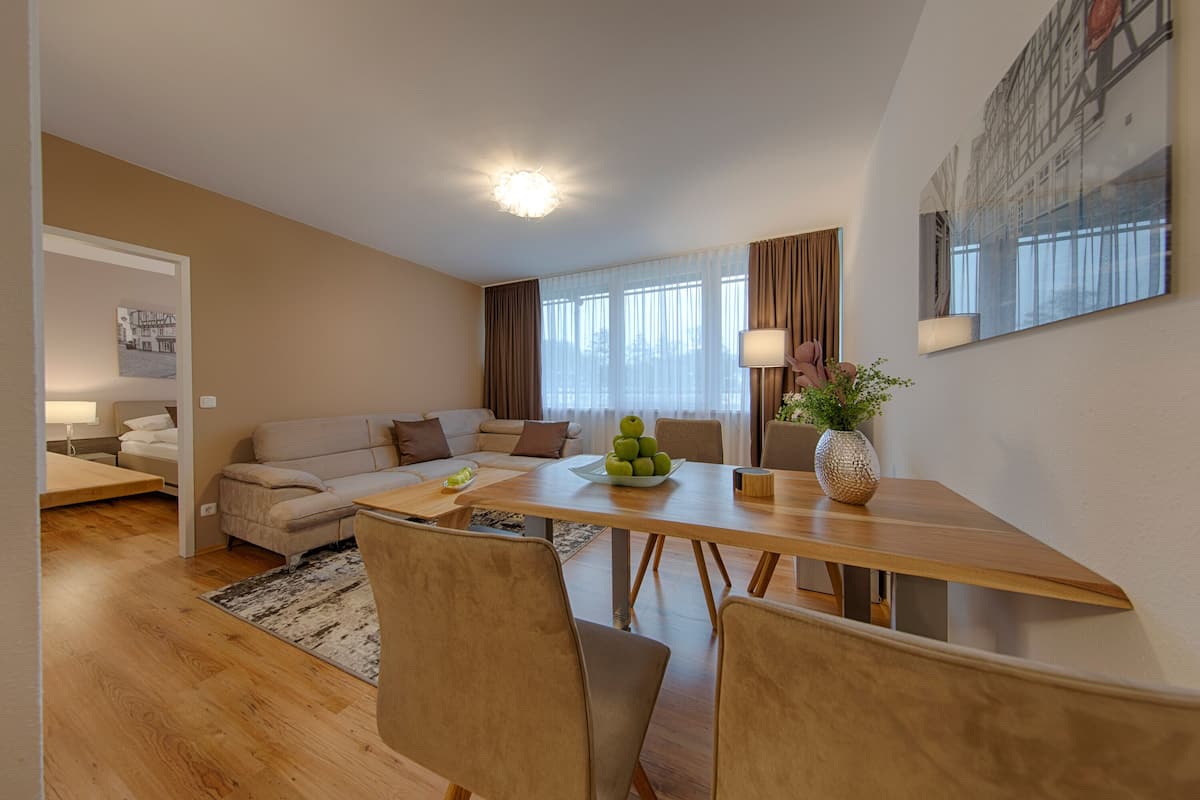 Executive-Apartment, 1 Doppelbett, Küche, Flussblick (Living Room;with Sofabed) | Wohnzimmer