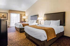 Premium bedding, desk, blackout drapes, iron/ironing board