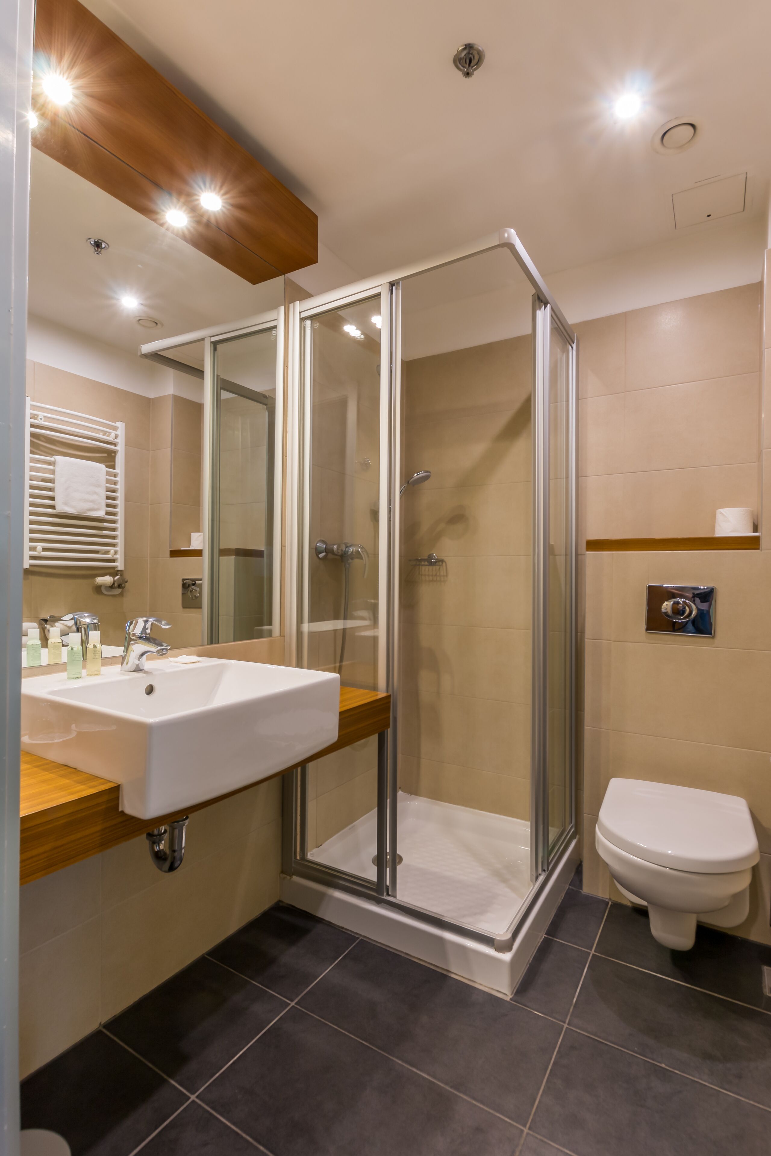 free toiletries, hair dryer, towels, soap