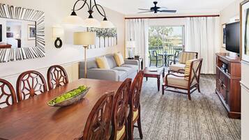 28-inch flat-screen TV with cable channels, TV, DVD player