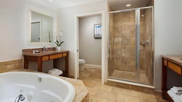 Combined shower/tub, hair dryer, towels