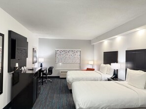 Pillow-top beds, desk, laptop workspace, iron/ironing board