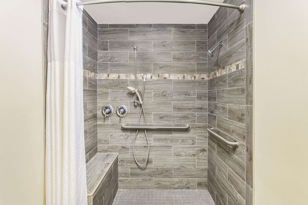 Combined shower/bathtub, free toiletries, hair dryer, towels