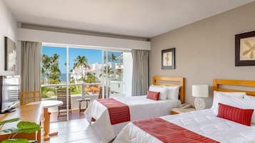 Club Room, 2 Double Beds, Balcony | Free minibar, in-room safe, iron/ironing board, free cribs/infant beds