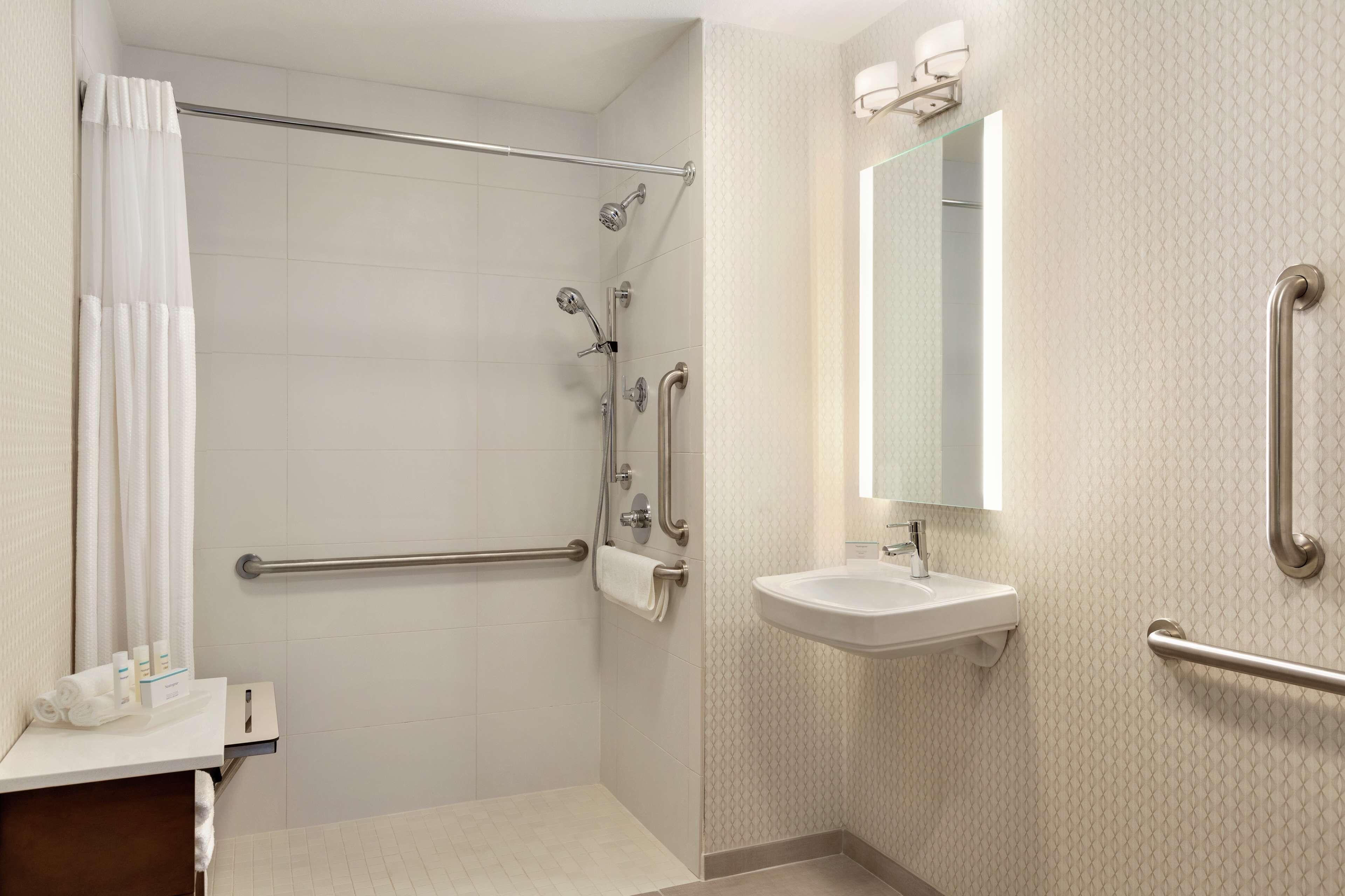 suite, 1 queen bed, accessible (roll-in shower) | bathroom shower