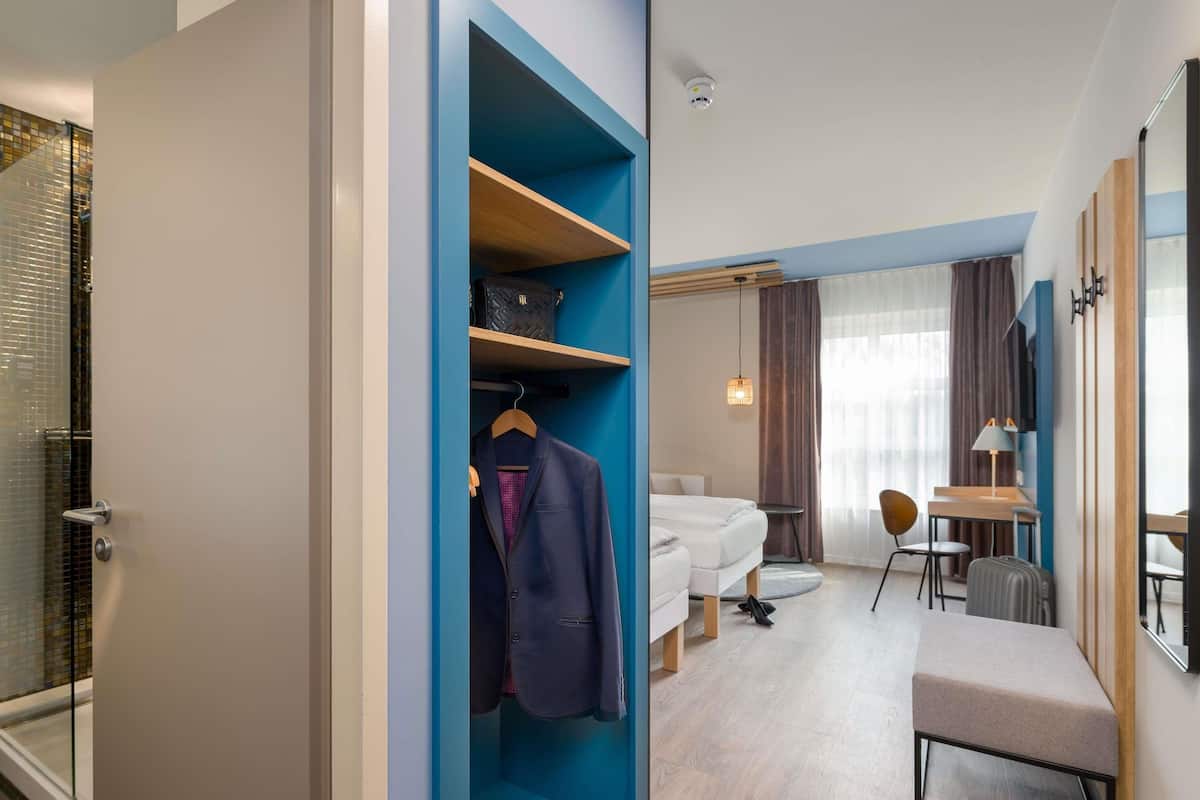 Hypo-allergenic bedding, desk, soundproofing, iron/ironing board