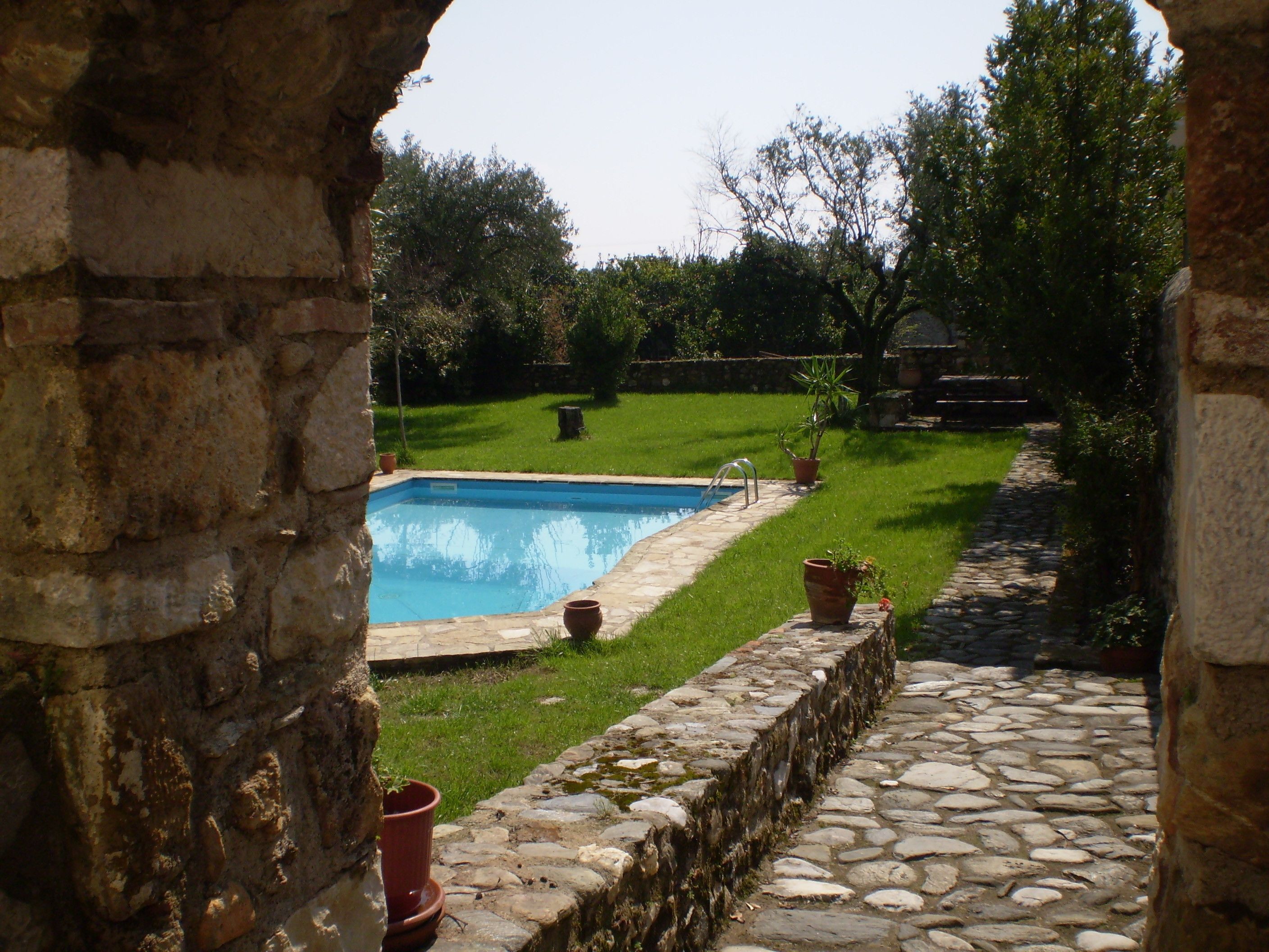 Seasonal outdoor pool, sun loungers
