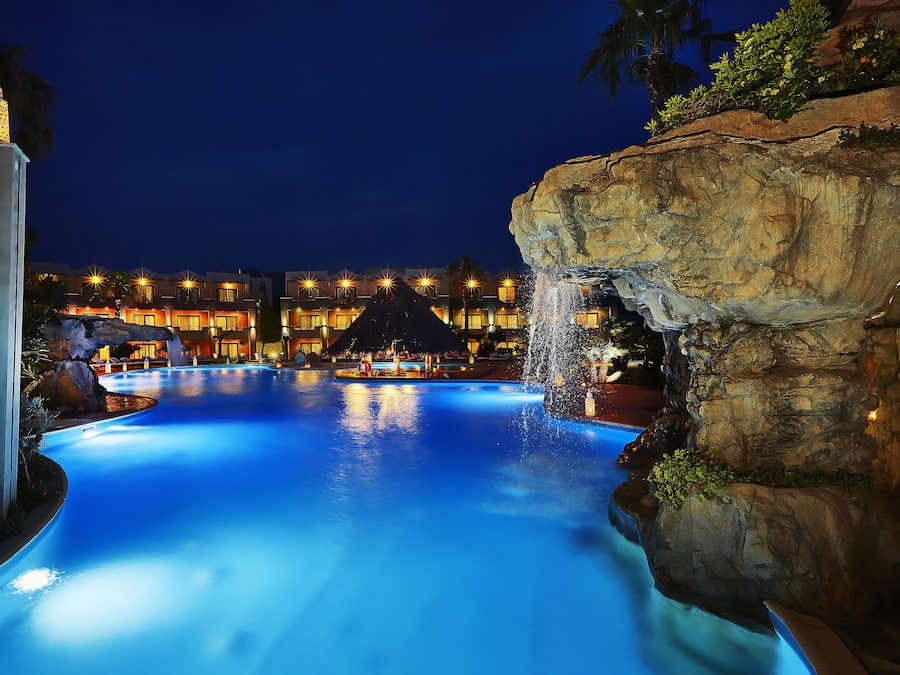 Outdoor pool, pool umbrellas, pool loungers