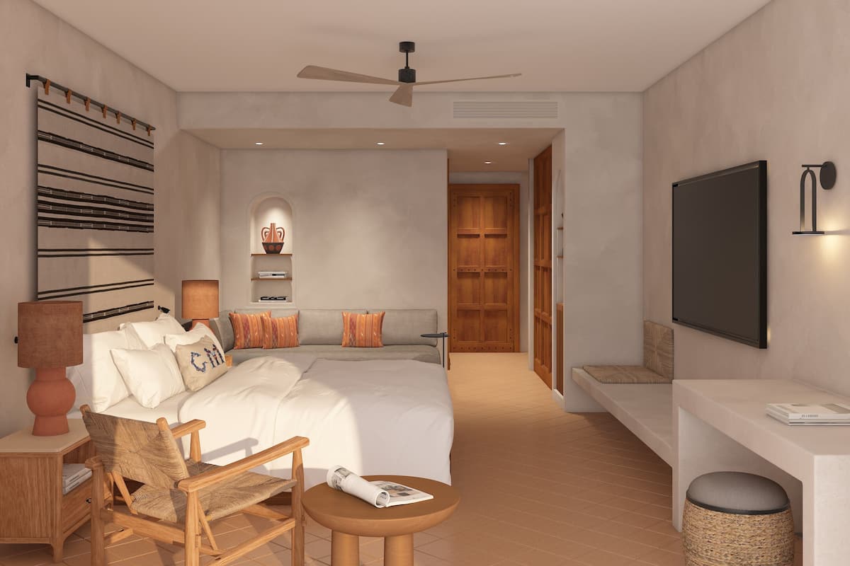 1 habitación, caja de seguridad en la habitación y escritorio