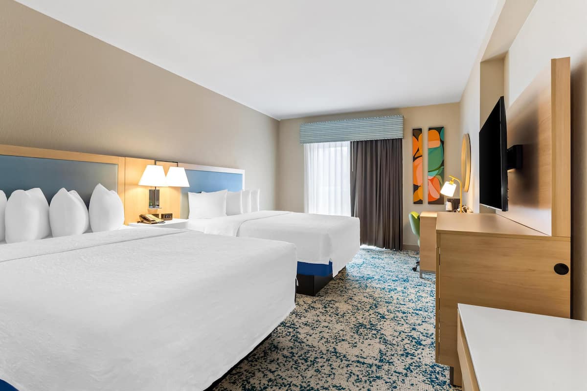 Room, 2 Queen Beds, Terrace | Premium bedding, in-room safe, blackout curtains, iron/ironing board
