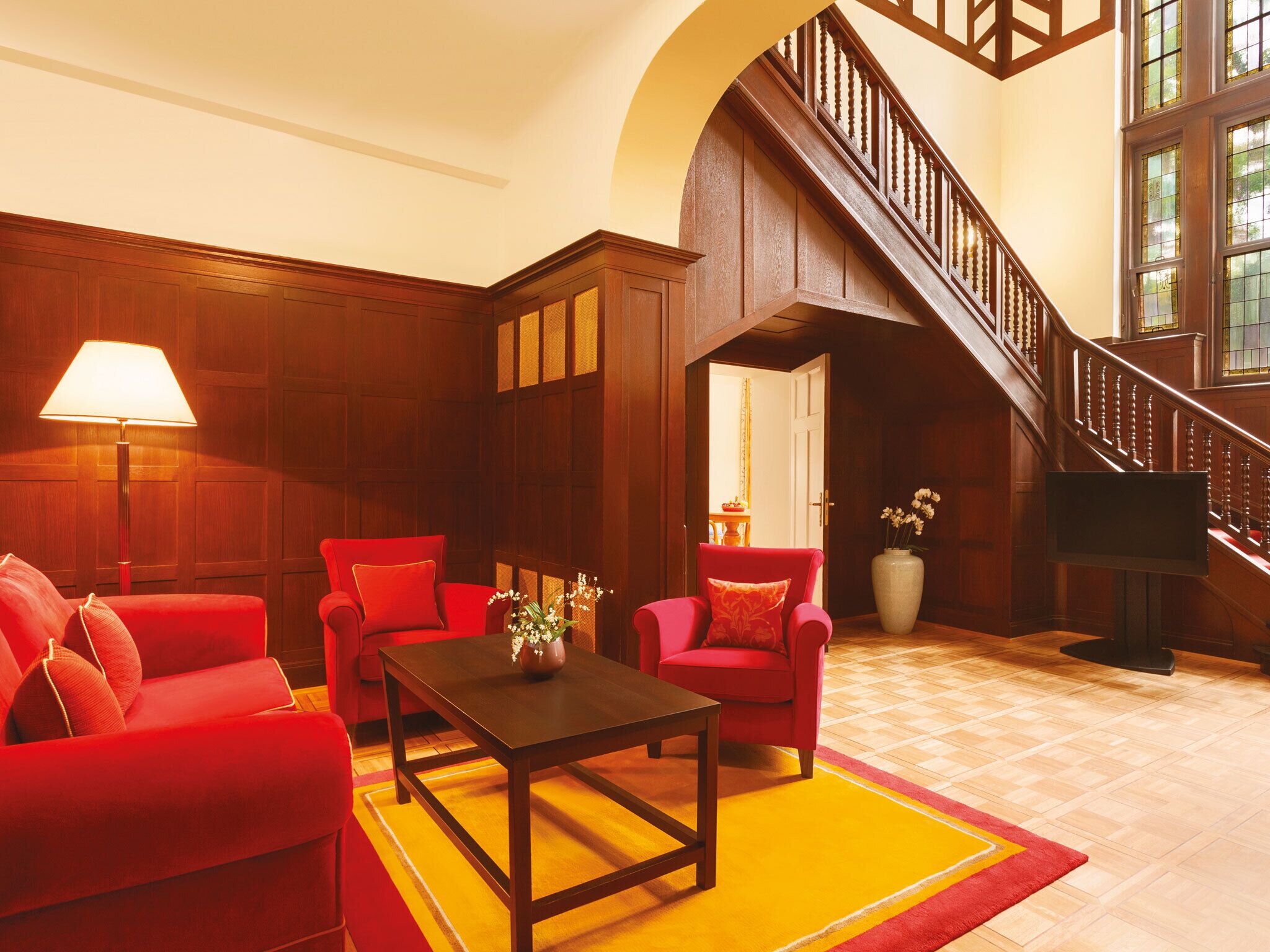 grand suite, 2 bedrooms, non smoking, garden view | living area | flat-screen tv, dvd player